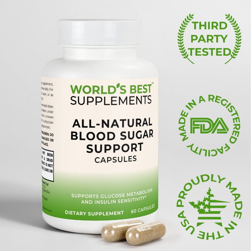 Natural Supplement for Blood Sugar Support third-party tested and made in the USA in FDA-registered facility.