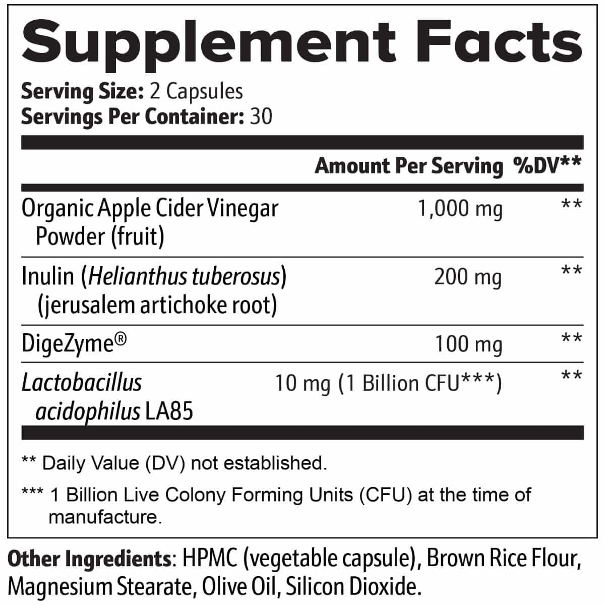 Supplement Facts label for Daily Gut Health Probiotic & Enzymes from World's Best Supplements.