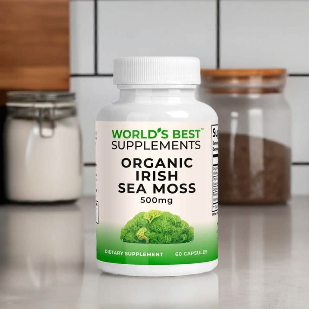 Organic Irish Sea Moss 500mg Capsules from World's Best Supplements.