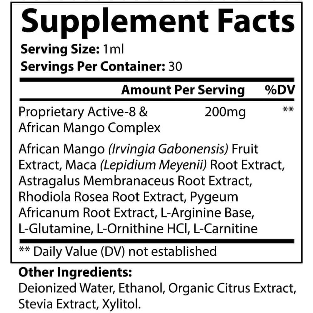 Dietary Supplement Facts label for Skinny Drops 2oz from World's Best Supplements.