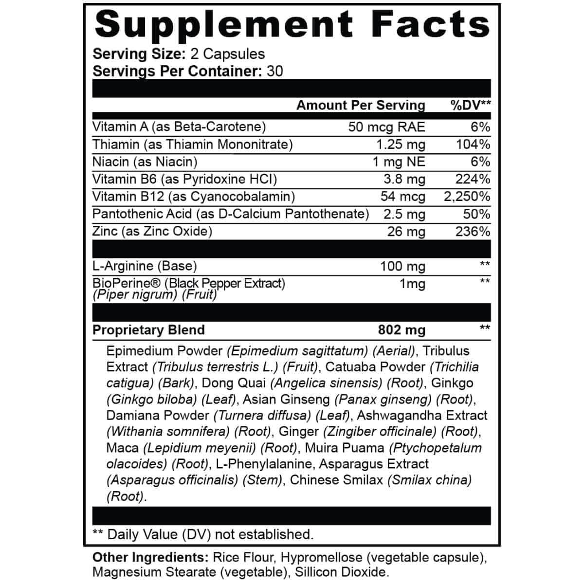 Supplement Facts fort Love Life Women's Libido and Mood Support from World's Best.