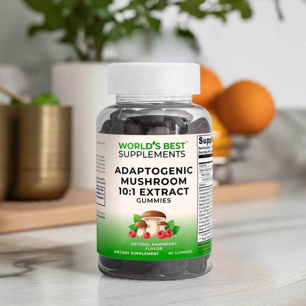 Adaptogenic Mushroom 10:1 Extract Gummies, 60 Count, from World's Best Supplements.