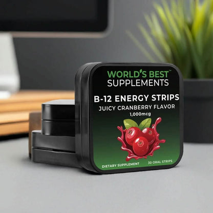 B-12 (1,000mcg) Energy Strips in Juicy Cranberry Flavor from World's Best Supplements.