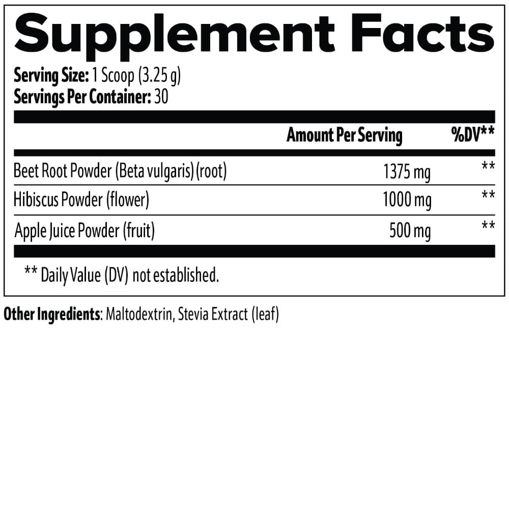 Supplement Facts label for Beetroot Powder Drink Mix from World's Best.