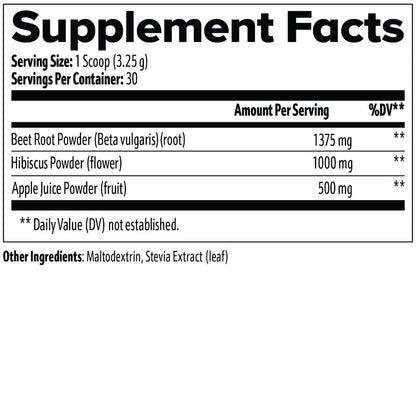 Supplement Facts label for Beetroot Powder Drink Mix from World's Best.