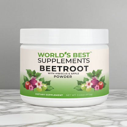 Beetroot Powder with Hibiscus and Apple 3.44 oz from World's Best Supplements.