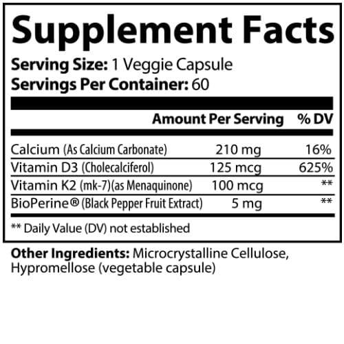 Supplement Facts label for Bone Joint & Heart Support from Worlds Best Supplements.