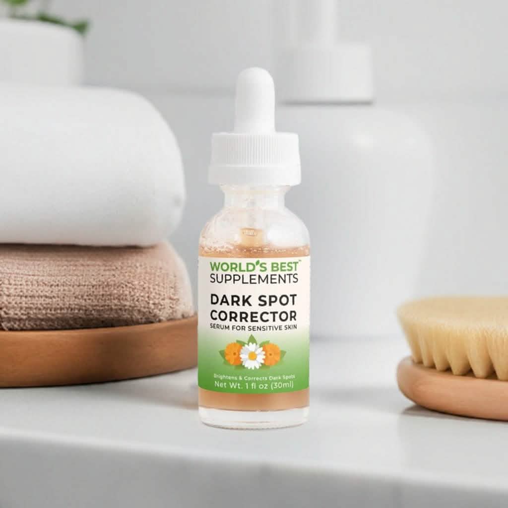 Dark Spot Corrector Serum for Sensitive Skin in a 1 ounce dropper bottle from World's Best Supplements.