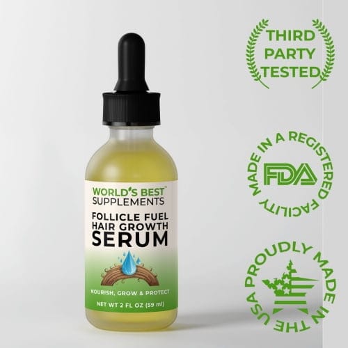 Follicle Fuel Hair Growth Serum for nourishing and protecting hair from World's Best Supplements.