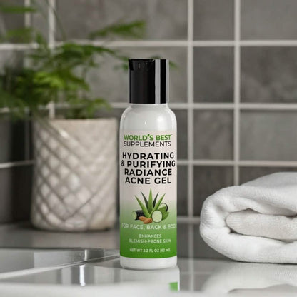 Hydrating & Purifying Radiance Acne Gel for Blemished Skin to fight acne by World's Best Supplements.