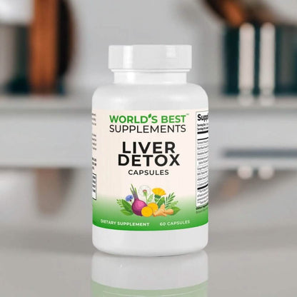 A bottle of Liver Detox, a good cleanse, containing 60 Capsules equal to 30 Daily Servings from World's Best Supplements.