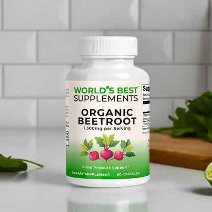 Organic Beetroot Capsules, 1300mg per serving, from World's Best Supplements.