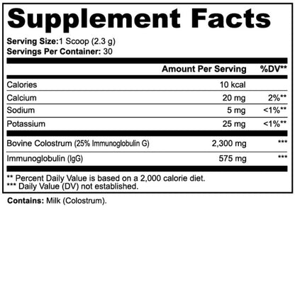Pure Bovine Colostrum Powder Supplement Facts - World's Best Supplements