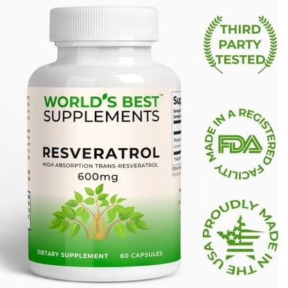 World's Best's Resveratrol supplement is third party tested, made in a FDA registered facility, and proudly made in the USA.
